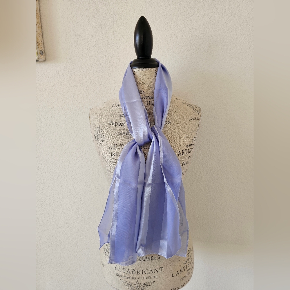Striped Satin Sheer Light Purple Neck Scarf